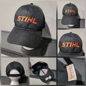 Stihl Outfitters Apparel Spellout Logo Adjustable Snapback Black Hat Cap‎ OSFA